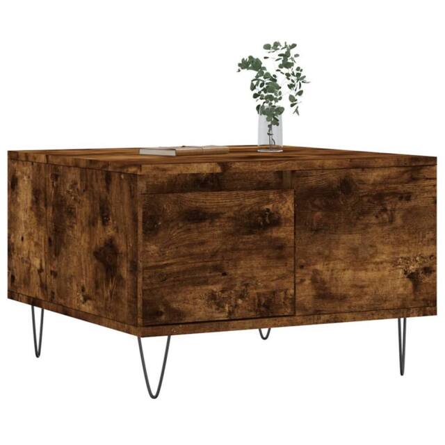Berkfield Home Modern Coffee Table Smoked Oak 55x55x36.5 cm Engineered Wood in Brown - image 1