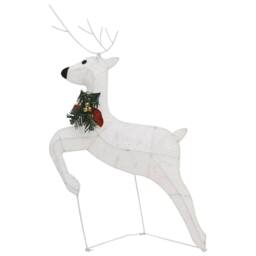 Berkfield Home Reindeer & Sleigh Christmas Decoration 60 LEDs Outdoor White - thumbnail 4