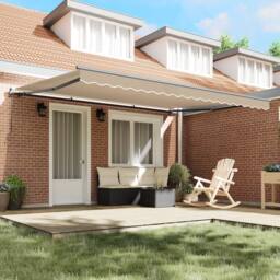 Berkfield Home Manual Retractable Awning Beige 450x350 cm - thumbnail 3