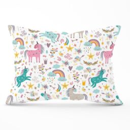 Warren Reed - Designer Unicorn & Rainbows Cushions in Blue - Size: 60 cm x 60 cm - thumbnail 1
