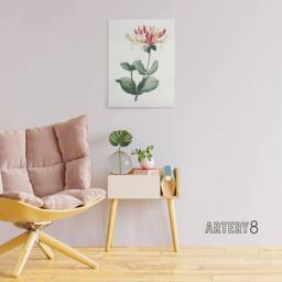 "Artery8 Honeysuckle Botanical Redoute Vintage Canvas Wall Art in White - Size: W18"" x H24""" - thumbnail 3