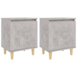 Berkfield Home Sturdy Bed Cabinets with Solid Wood Legs 2pcs Concrete Grey 40x30x50cm - Size: 40 x 30 x 50 cm - thumbnail 3