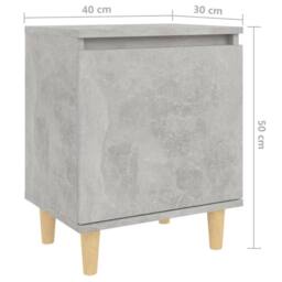 Berkfield Home Sturdy Bed Cabinets with Solid Wood Legs 2pcs Concrete Grey 40x30x50cm - Size: 40 x 30 x 50 cm - thumbnail 9