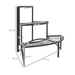 OUTSUNNY 3 Tier Metal Corner Plant Stand for Garden Balcony Patio, Black - thumbnail 3
