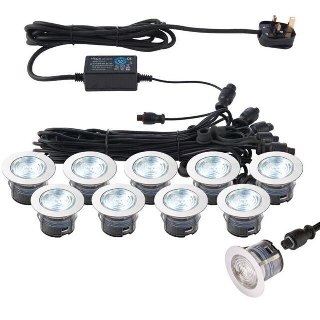 Loops IP67 Outdoor Decking Plinth Lights 10x 45mm Colour Changing Daylight Blue Lamp - image 1