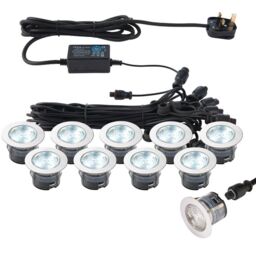 Loops IP67 Outdoor Decking Plinth Lights 10x 45mm Colour Changing Daylight Blue Lamp
