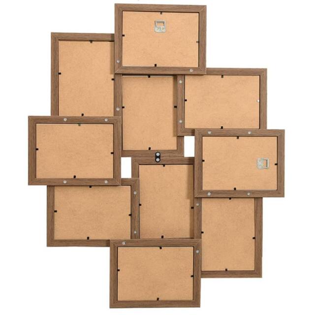 Berkfield Home Modern Collage Photo Frame for 10x(10x15 cm) Picture Light Brown MDF - Size: 10x15 cm - image 1