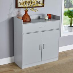 Home Source Shoe Storage Cabinet Cupboard 2 Door Hallway Organiser Compact in Grey - thumbnail 5