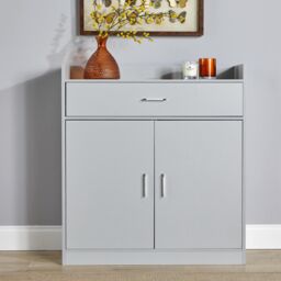 Home Source Shoe Storage Cabinet Cupboard 2 Door Hallway Organiser Compact in Grey - thumbnail 6
