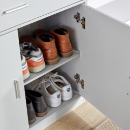 Home Source Shoe Storage Cabinet Cupboard 2 Door Hallway Organiser Compact in Grey - thumbnail 3