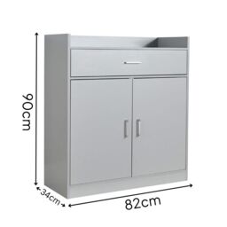 Home Source Shoe Storage Cabinet Cupboard 2 Door Hallway Organiser Compact in Grey - thumbnail 4