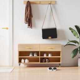 Berkfield Home Shoe Bench Sonoma Oak 102x35x55 cm Engineered Wood in Brown - Size: 102 x 35 x 55 cm