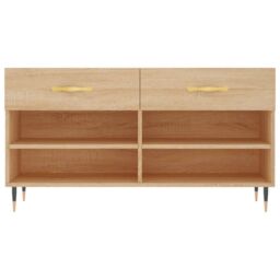 Berkfield Home Shoe Bench Sonoma Oak 102x35x55 cm Engineered Wood in Brown - Size: 102 x 35 x 55 cm - thumbnail 6