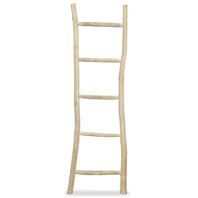 Berkfield Home Towel Ladder with 5 Rungs Teak 45x150 cm Natural in Brown - image 1