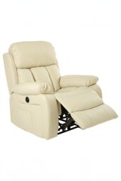 More4Homes Chester Electric Bonded Leather Automatic Recliner Heat & Massage Chair in Cream - thumbnail 6
