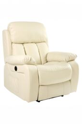 More4Homes Chester Electric Bonded Leather Automatic Recliner Heat & Massage Chair in Cream - thumbnail 4