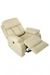 More4Homes Chester Electric Bonded Leather Automatic Recliner Heat & Massage Chair in Cream - thumbnail 2