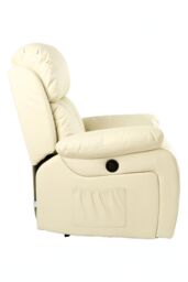 More4Homes Chester Electric Bonded Leather Automatic Recliner Heat & Massage Chair in Cream - thumbnail 5
