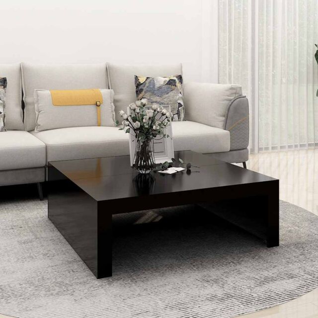 Berkfield Home Coffee Table Black 100x100x35 cm Engineered Wood - Size: 100 x 100 x 35 cm - image 1