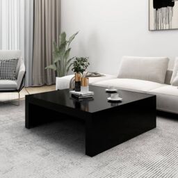 Berkfield Home Coffee Table Black 100x100x35 cm Engineered Wood - Size: 100 x 100 x 35 cm - thumbnail 3