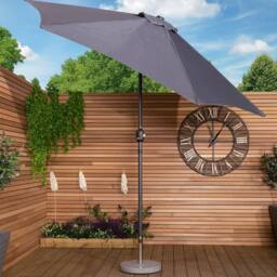 Charles Bentley Garden Metal Patio Umbrella Parasol With Crank & Tilt - Colours in Grey - thumbnail 2
