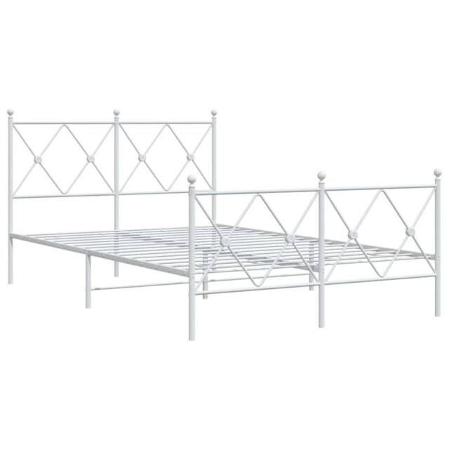 Berkfield Home Metal Bed Frame without Mattress with Footboard White 120x200cm - Size: Small Double - image 1