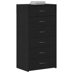 Berkfield Home Sideboard with 6 Drawers Black Oak 50x34x96 cm Engineered Wood - Size: 50 x 34 x 96 cm - thumbnail 4