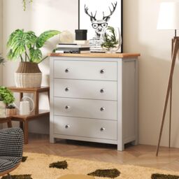 Cabinet Bits Argenta 4 Drawer Chest of Drawers Chrome Knob in Light Grey - thumbnail 1