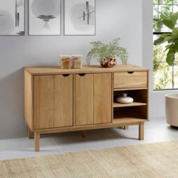 Berkfield Home Sideboard OTTA 114x43x73.5 cm Solid Wood Pine in Brown - thumbnail 1