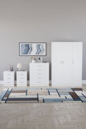 Home Discount Vida Designs 4Pc Bedroom Set 2x3Drawer Bedside, 5Drawer, 3 Dr Wardrobe in White - thumbnail 4