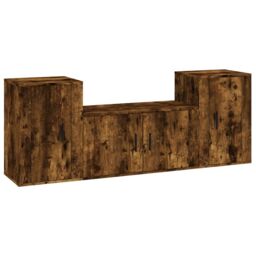 Berkfield Home 3 Piece TV Cabinet Set Smoked Oak Engineered Wood in Brown - thumbnail 2