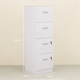 HOMCOM 4 Drawer File Cabinet Locking Filing Cabinet in White - thumbnail 3
