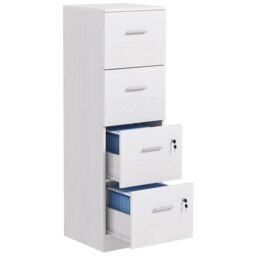 HOMCOM 4 Drawer File Cabinet Locking Filing Cabinet in White - thumbnail 2