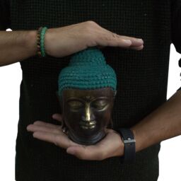 KDMD Large Classic Brass Buddha Head in Gold - thumbnail 2