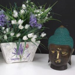 KDMD Large Classic Brass Buddha Head in Gold - thumbnail 3