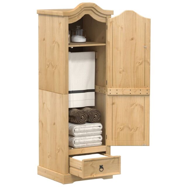 Berkfield Home Wardrobe Corona 55x52x170 cm Solid Wood Pine in Brown - Size: 55 x 52 x 170 cm - image 1