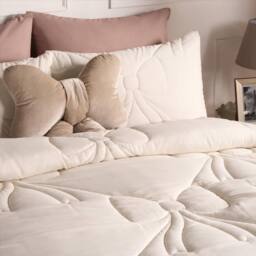 OHS Bow Lattice Coverless 7.5 TOG Duvet Bedding Set with Pillowcase in Ivory - Size: Single - thumbnail 2