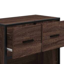 Berkfield Home Elegant Bedside Cabinet Brown Oak 60x31x60 cm Engineered Wood and - Size: 60 x 31 x 60 cm - thumbnail 9