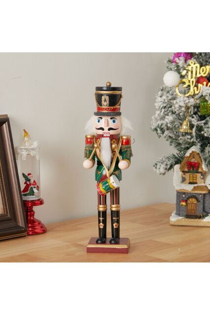 Living and Home Wooden Nutcracker Soldier Figurine Christmas Ornament in Red - image 1