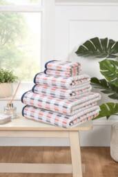 Rapport Home Santa Cruz Pure Cotton Striped Face, Hand, Bath Towel & Bath Sheet Set in White - thumbnail 2
