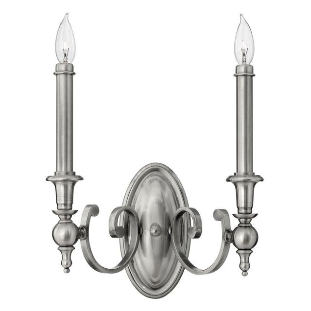 Netlighting Yorktown 2 Light Indoor Candle Wall Light Antique Nickel E14 in Grey