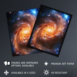 Artery8 Wall Art Print Spiral Galaxy Dust Cloud Stars Space Universe Art Framed Poster in Black - Size: A4 - thumbnail 2