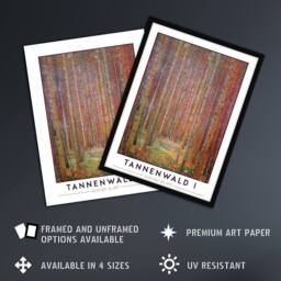 "Artery8 Gustav Klimt Tannenwald I Fir Forest Painting Wall Art Print in Brown - Size: W24"" x H32""" - thumbnail 2