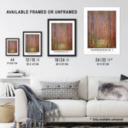 "Artery8 Gustav Klimt Tannenwald I Fir Forest Painting Wall Art Print in Brown - Size: W24"" x H32""" - thumbnail 3