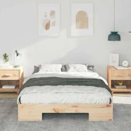 Berkfield Home Floor Bed Frame with Storage Brown 120 x 190 cm Solid pine wood in Light Tan - thumbnail 4