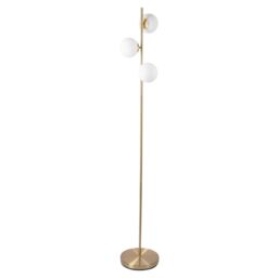 First Choice Lighting Satin Brass Floor Lamp with Opal Globe Shades in Gold - thumbnail 2