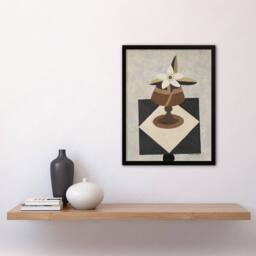 Artery8 Flower Piece Abstract Painting Hartley Framed Wall Art Print in Grey - Size: A4 - thumbnail 4
