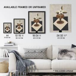Artery8 Flower Piece Abstract Painting Hartley Framed Wall Art Print in Grey - Size: A4 - thumbnail 3