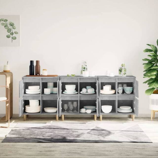 Berkfield Home Sideboards 3 pcs Concrete Grey 60x35x70 cm Engineered Wood - Size: 60 x 35 x 70 cm - image 1