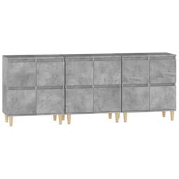 Berkfield Home Sideboards 3 pcs Concrete Grey 60x35x70 cm Engineered Wood - Size: 60 x 35 x 70 cm - thumbnail 6